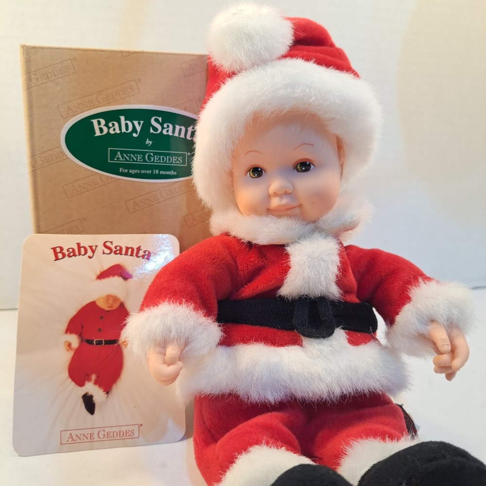 Vintage Anne Geddes 9" Baby Santa Suit Plush 1999 Bean Filled Doll